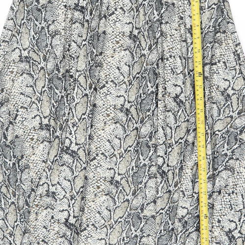 F&F Women Grey Snake Print Pleated Skirt Size 14