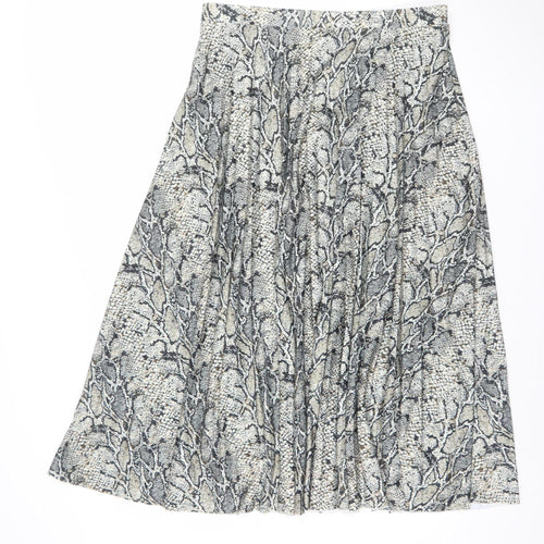 F&F Women Grey Snake Print Pleated Skirt Size 14