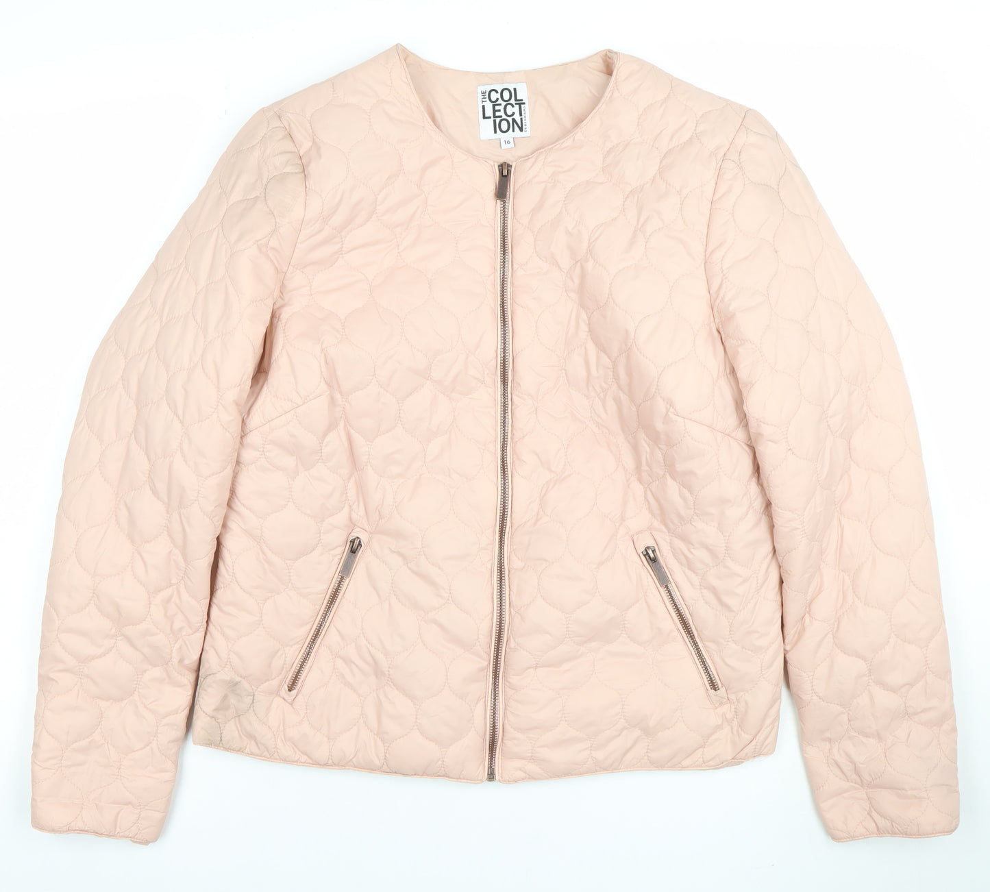 Debenhams Women Pink Quilted Zip Jacket Size 16 Lightweight