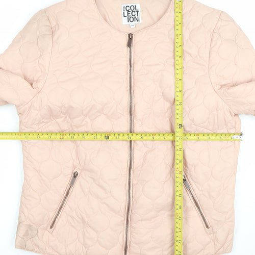 Debenhams Women Pink Quilted Zip Jacket Size 16 Lightweight