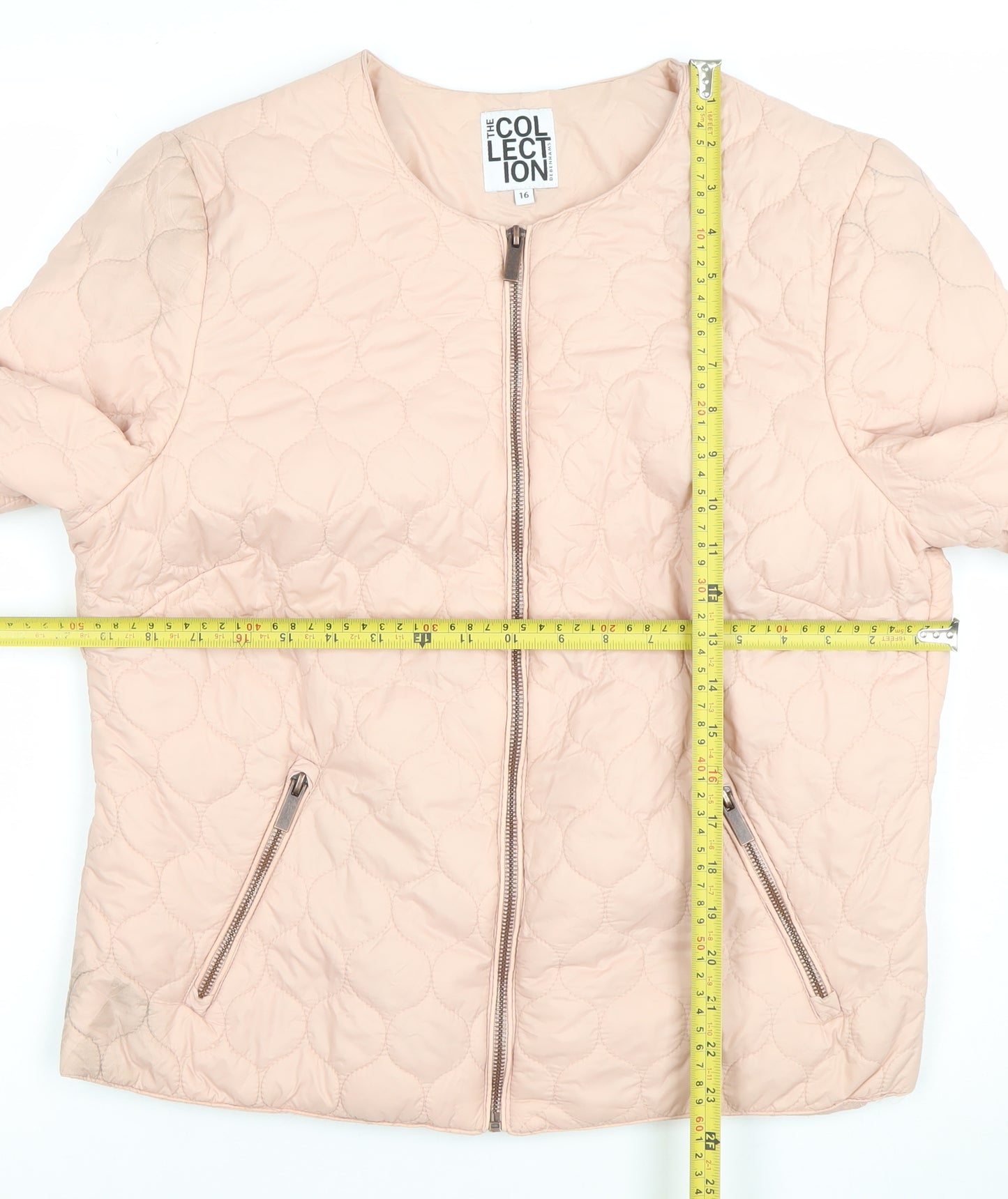 Debenhams Women Pink Quilted Zip Jacket Size 16 Lightweight