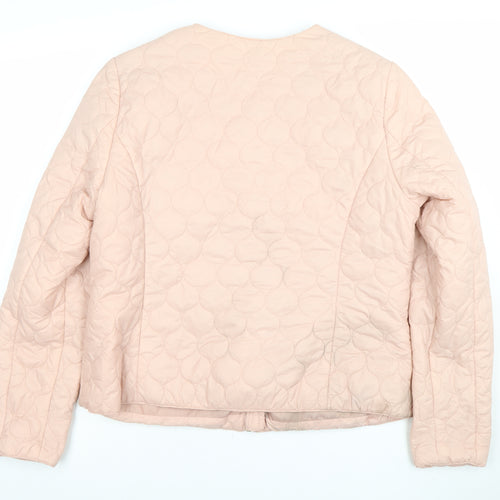 Debenhams Women Pink Quilted Zip Jacket Size 16 Lightweight