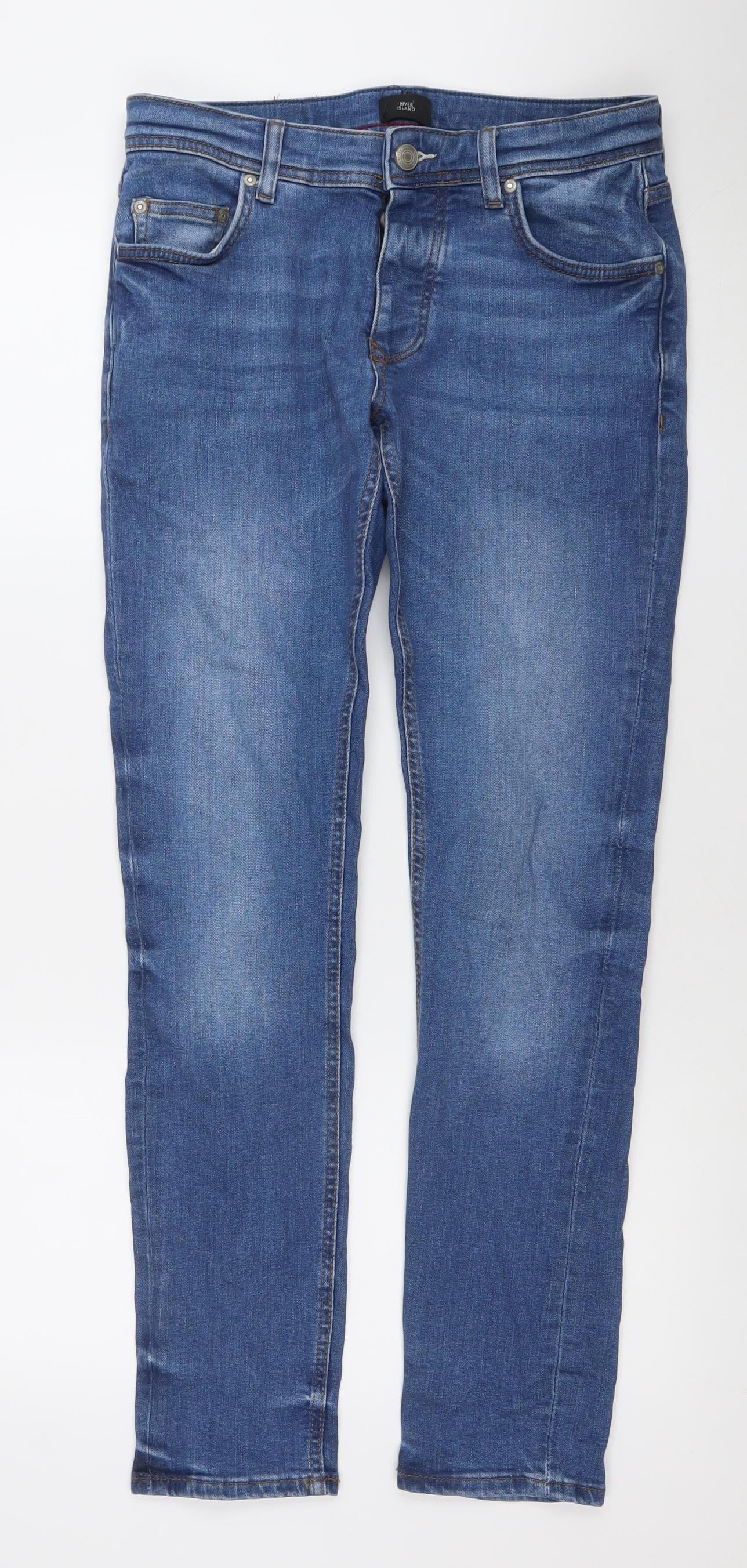 River Island Men's Blue Slim Fit Denim Jeans 28W 32L