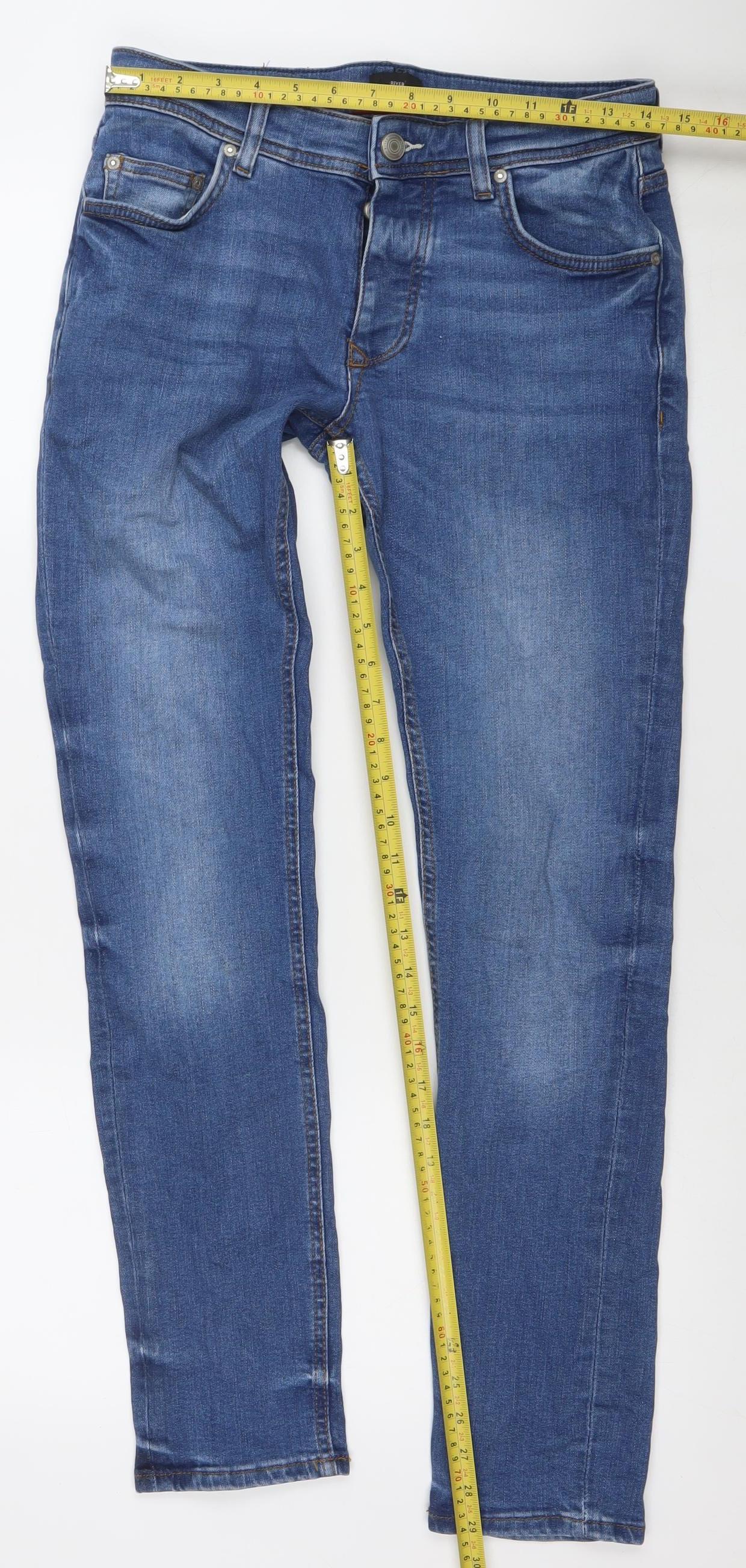 River Island Men's Blue Slim Fit Denim Jeans 28W 32L