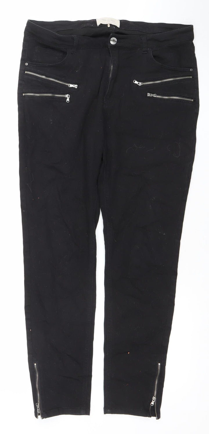 FREE/QUENT Women's Black Skinny Jeans XL Stretch Zip Detail
