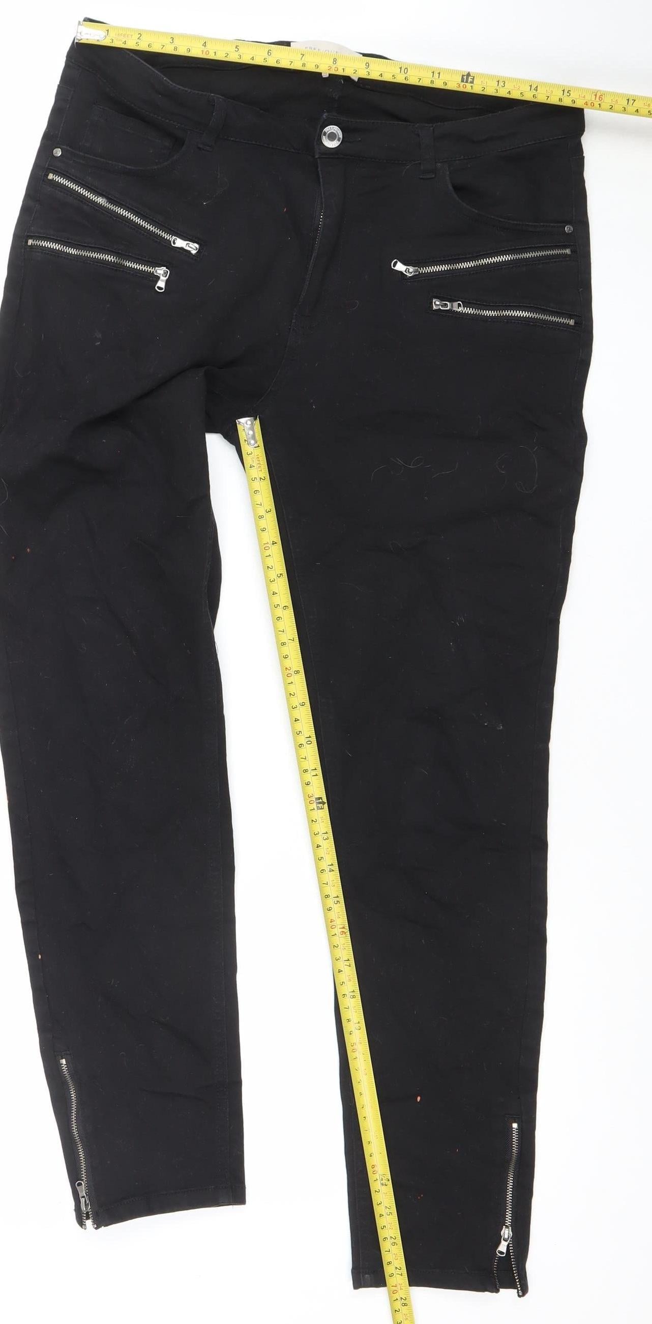 FREE/QUENT Women's Black Skinny Jeans XL Stretch Zip Detail
