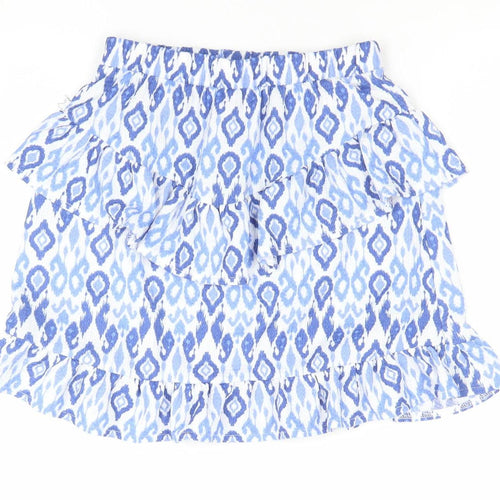Dunnes Stores Girls Blue Geometric Ruffle Cotton Skirt 10-11 Years