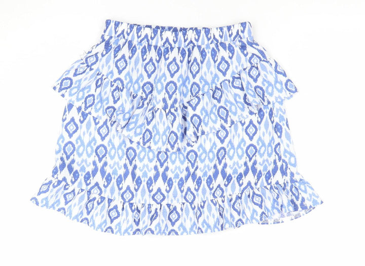 Dunnes Stores Girls Blue Geometric Ruffle Cotton Skirt 10-11 Years