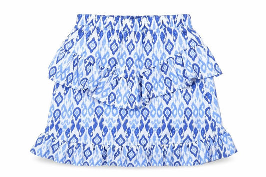 Dunnes Stores Girls Blue Geometric Ruffle Cotton Skirt 10-11 Years