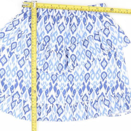 Dunnes Stores Girls Blue Geometric Ruffle Cotton Skirt 10-11 Years