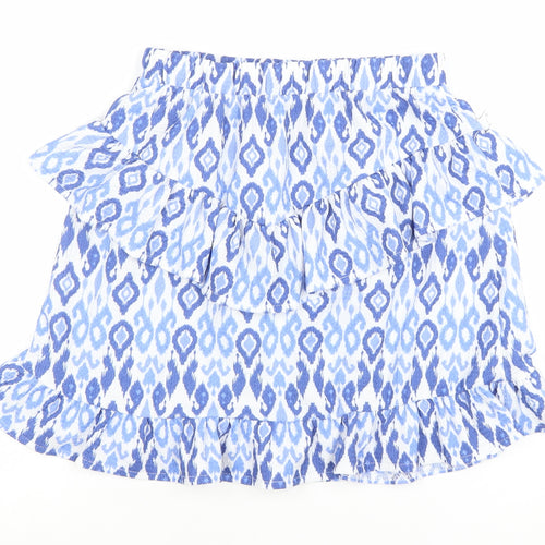 Dunnes Stores Girls Blue Geometric Ruffle Cotton Skirt 10-11 Years