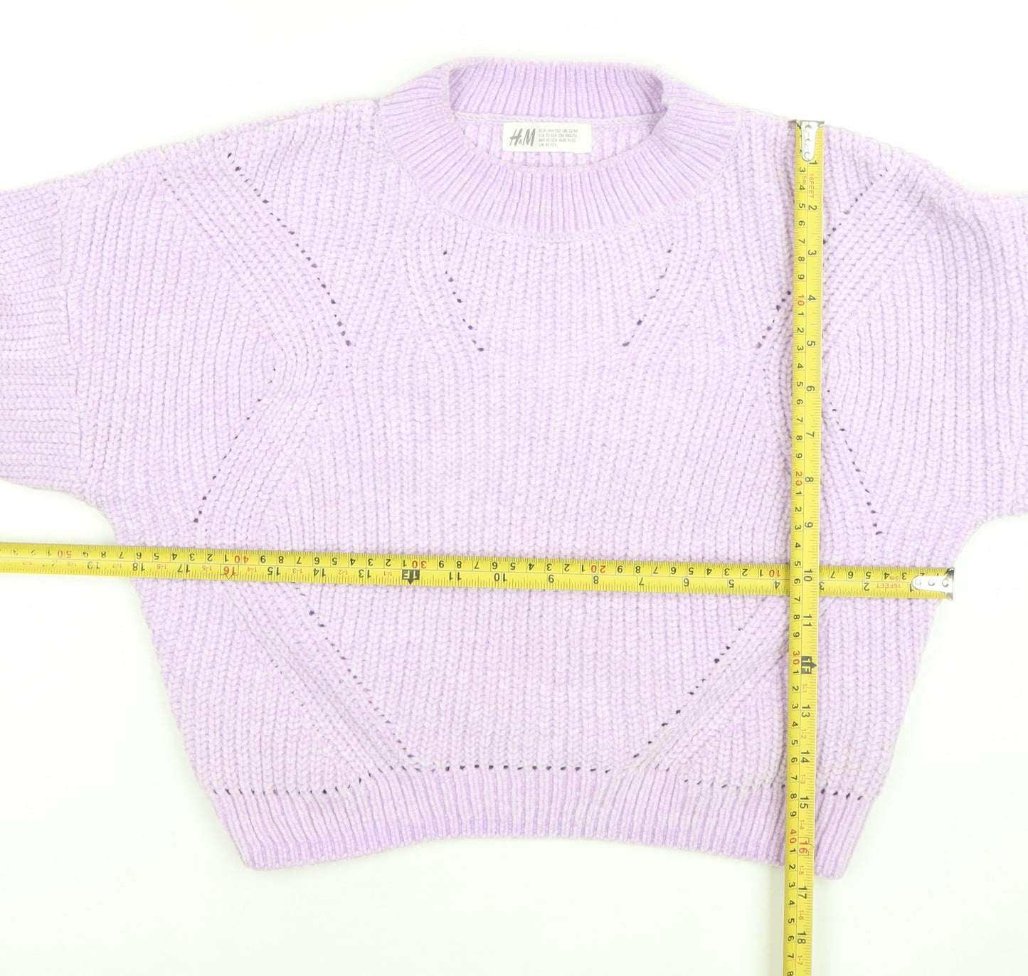 H&M Girls Lilac Knit Pullover Jumper 10-12 Years Polyester Crew Neck