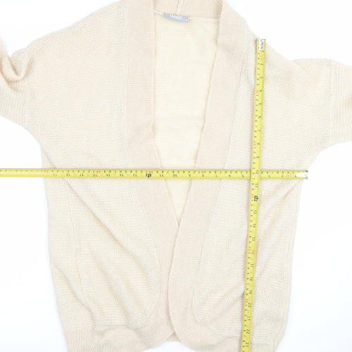 Wallis Women Beige Knit 3/4 Sleeve V-Neck Open Cardigan Size S
