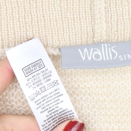 Wallis Women Beige Knit 3/4 Sleeve V-Neck Open Cardigan Size S