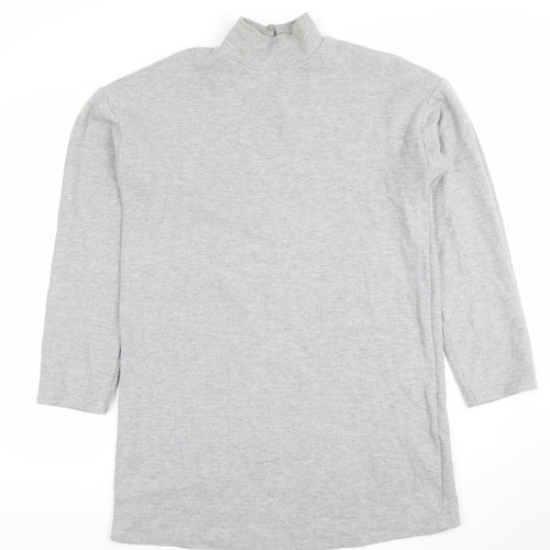 New Look Women's Grey Mock Neck Long Sleeve Tunic Sweatshirt Size S
