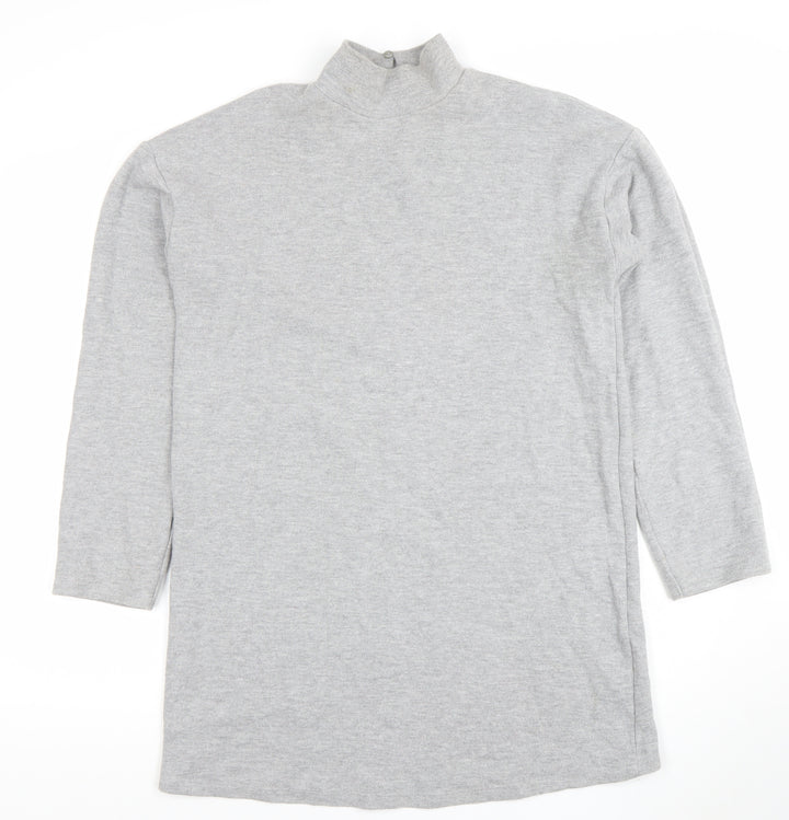 New Look Women's Grey Mock Neck Long Sleeve Tunic Sweatshirt Size S