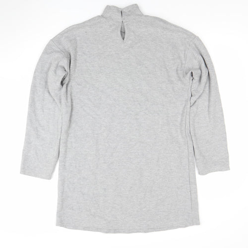 New Look Women's Grey Mock Neck Long Sleeve Tunic Sweatshirt Size S