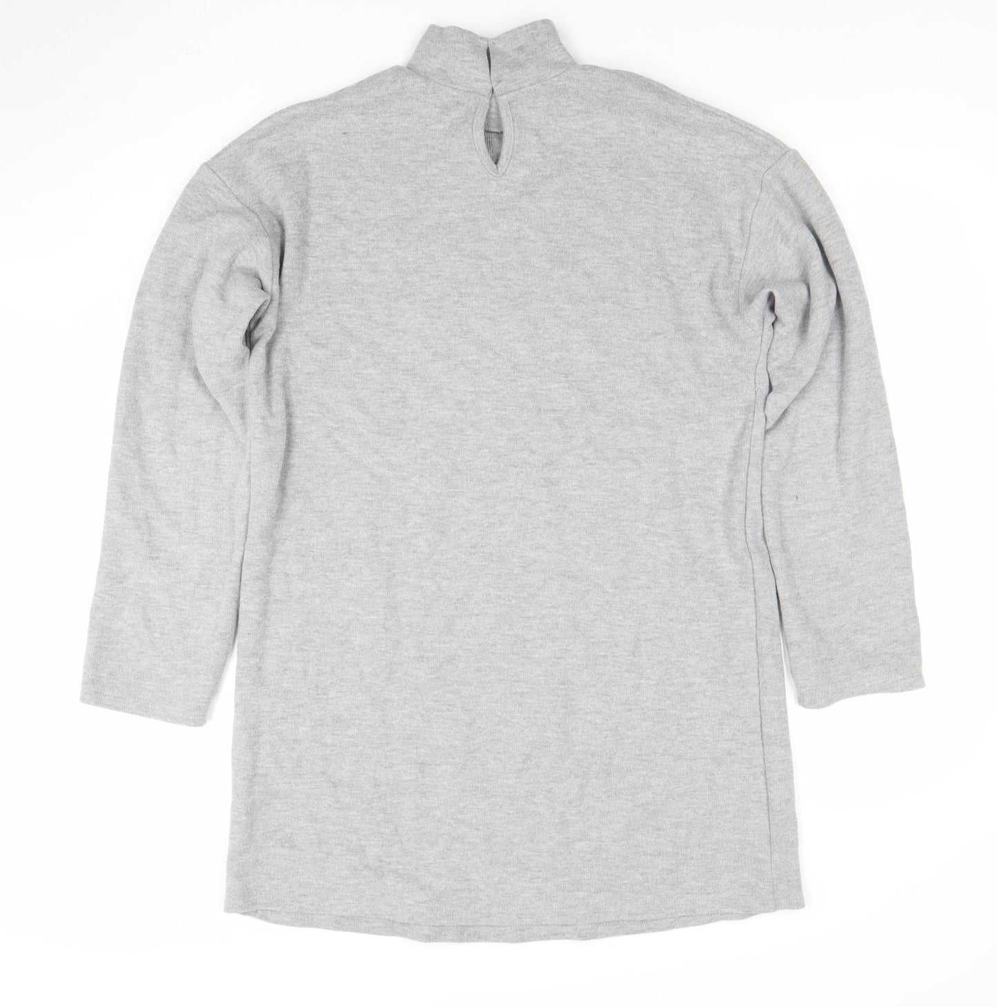 New Look Women's Grey Mock Neck Long Sleeve Tunic Sweatshirt Size S