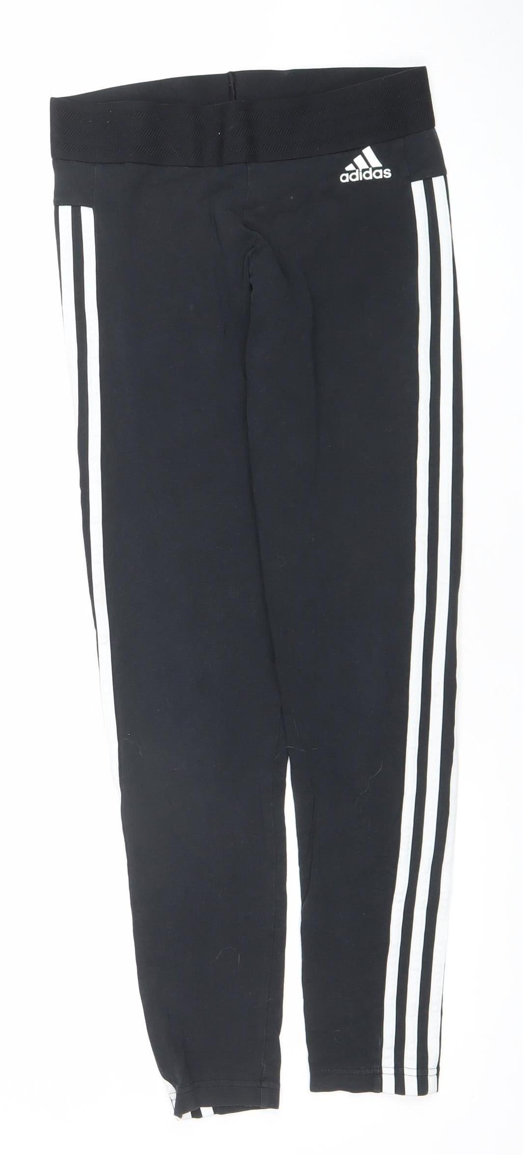 Adidas Womens Black Size 10 Slim Fit Side Stripe Active Leggings
