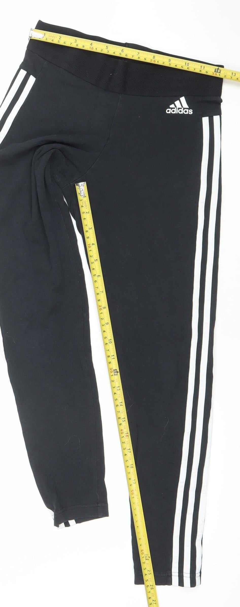 Adidas Womens Black Size 10 Slim Fit Side Stripe Active Leggings