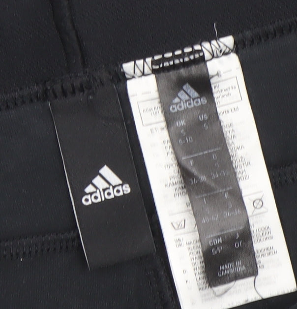 Adidas Womens Black Size 10 Slim Fit Side Stripe Active Leggings