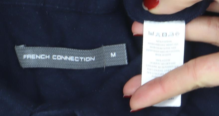 French Connection Men's Blue Linen Long Sleeve Regular Fit Button-Up Shirt M