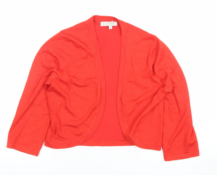 Hobbs Women's Red Cotton Modal 3/4 Sleeve Open Cardigan Size S