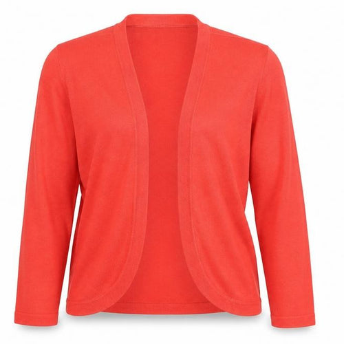 Hobbs Women's Red Cotton Modal 3/4 Sleeve Open Cardigan Size S