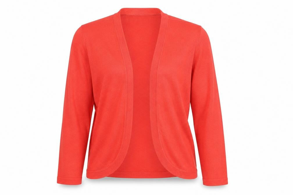 Hobbs Women's Red Cotton Modal 3/4 Sleeve Open Cardigan Size S