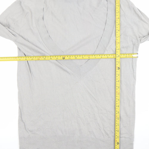 GAP Women's Grey V-Neck Cotton Cashmere Pullover Jumper Size L