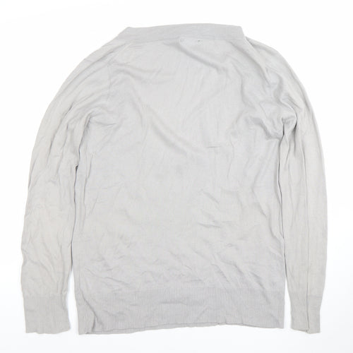 GAP Women's Grey V-Neck Cotton Cashmere Pullover Jumper Size L
