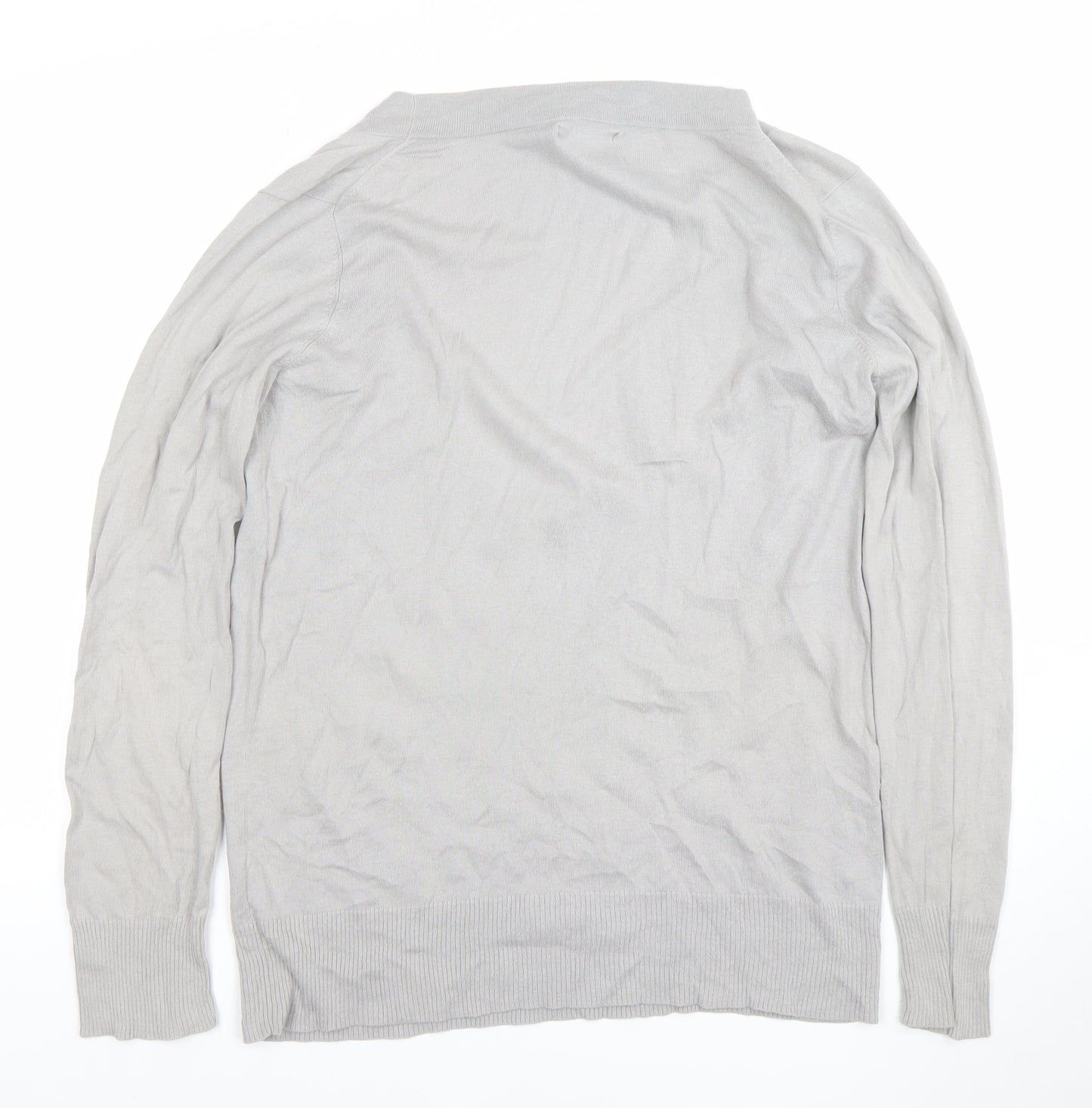 GAP Women's Grey V-Neck Cotton Cashmere Pullover Jumper Size L