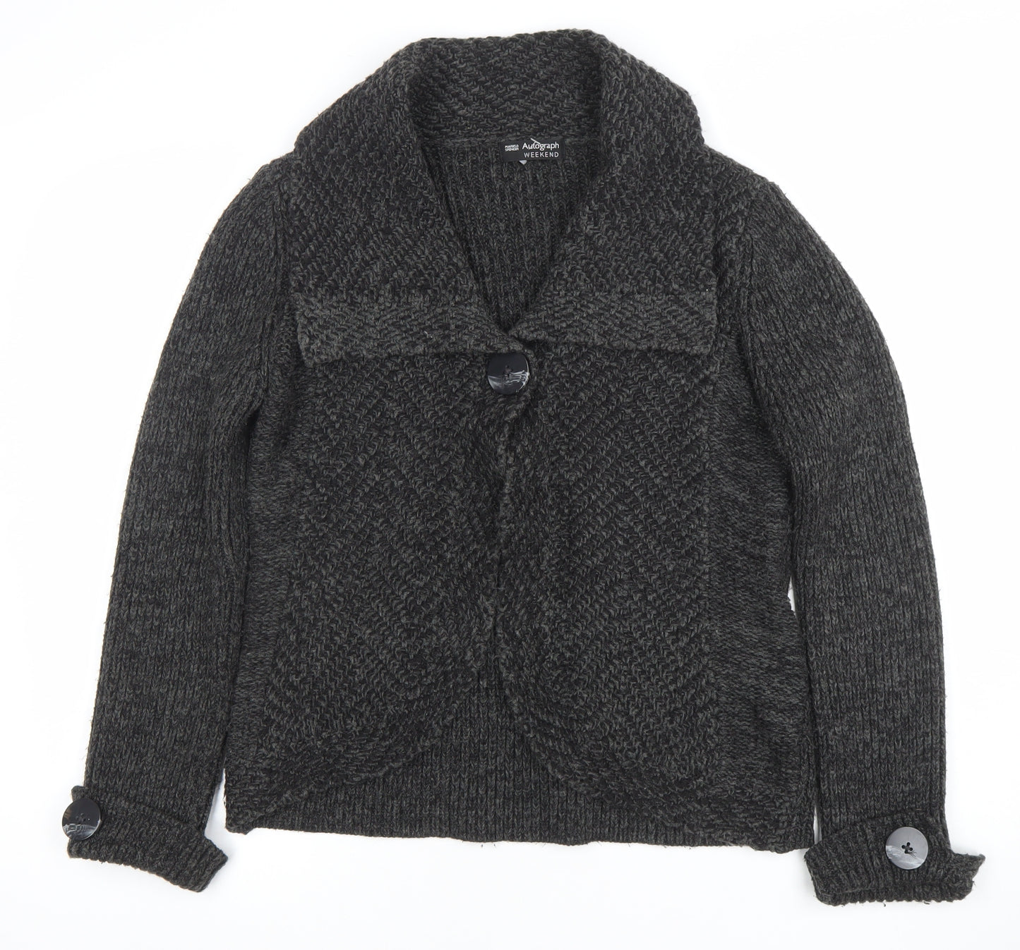Marks & Spencer Women’s Grey Chunky Knit Cardigan Size 12 Long Sleeve