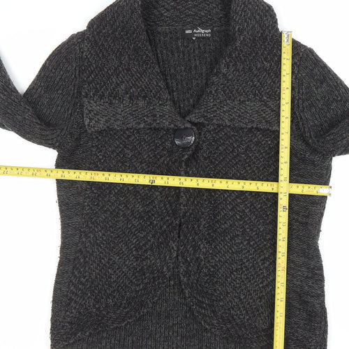 Marks & Spencer Women’s Grey Chunky Knit Cardigan Size 12 Long Sleeve