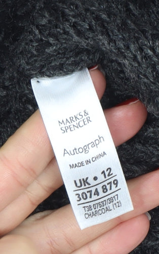 Marks & Spencer Women’s Grey Chunky Knit Cardigan Size 12 Long Sleeve