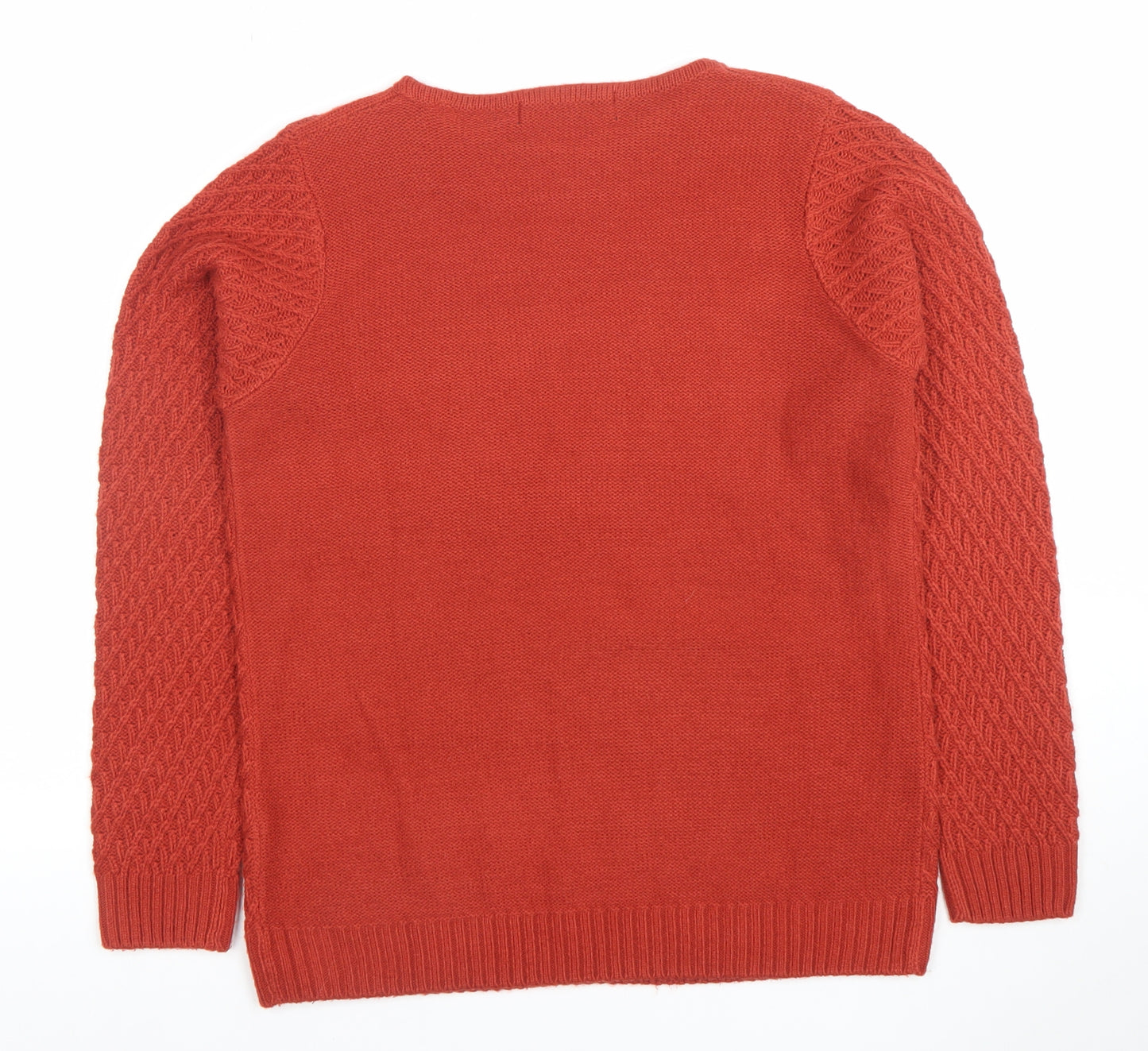 ISLE Womens Red Cable Knit Crew Neck Jumper Size S