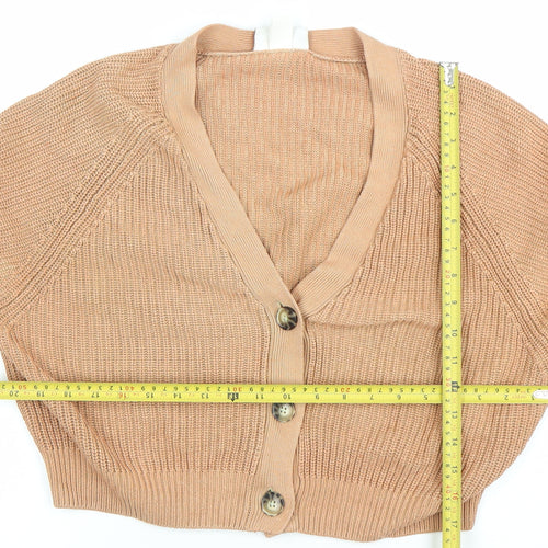 Monki Women's Beige V-Neck Chunky Knit Cardigan Size S