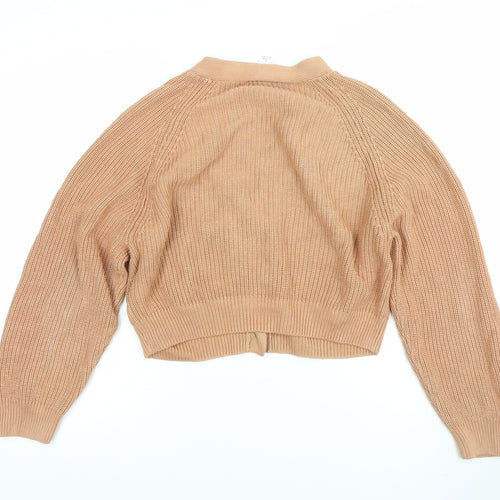 Monki Women's Beige V-Neck Chunky Knit Cardigan Size S
