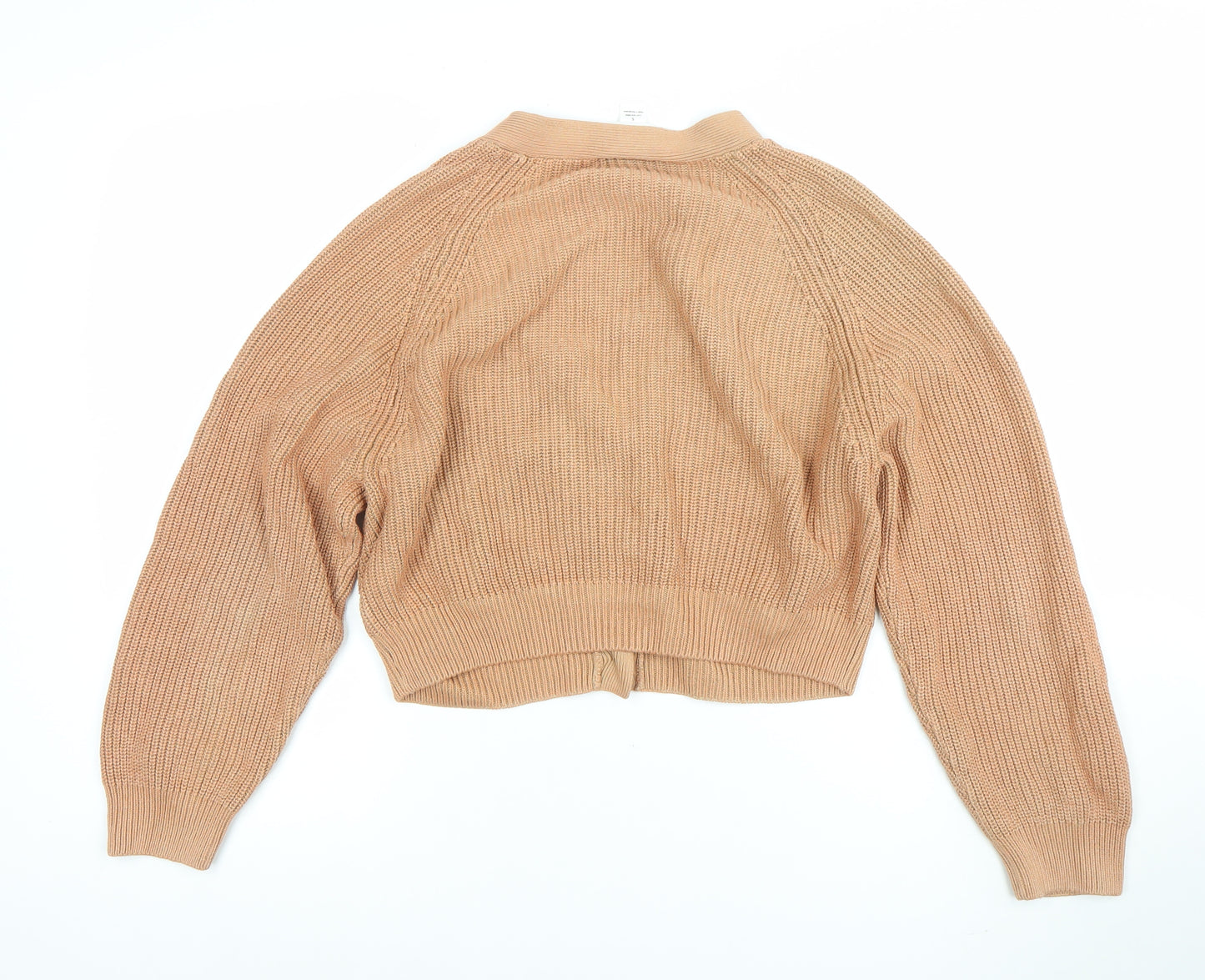 Monki Women's Beige V-Neck Chunky Knit Cardigan Size S