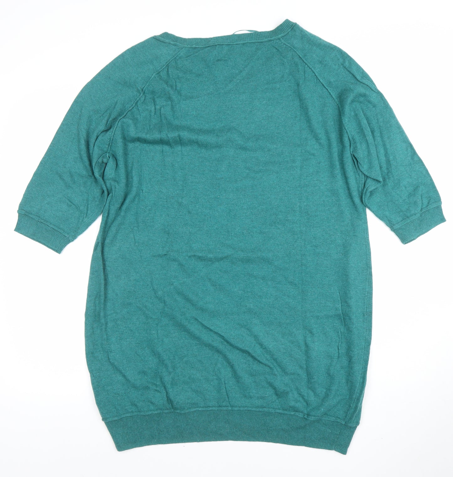 Next Women Green 3/4 Sleeve Scoop Neck Pullover Jumper Size 18