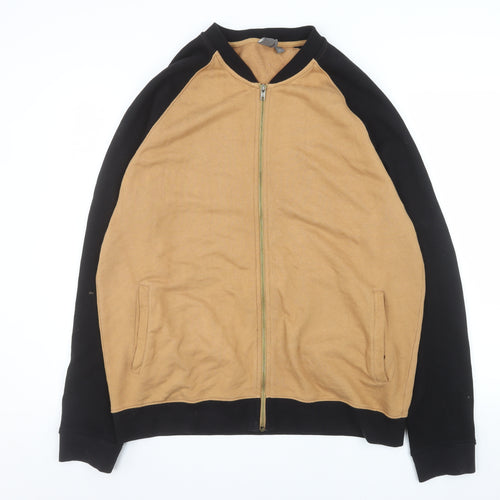 ASOS Men's Brown & Black Cotton Bomber Jacket XL Full Zip Casual