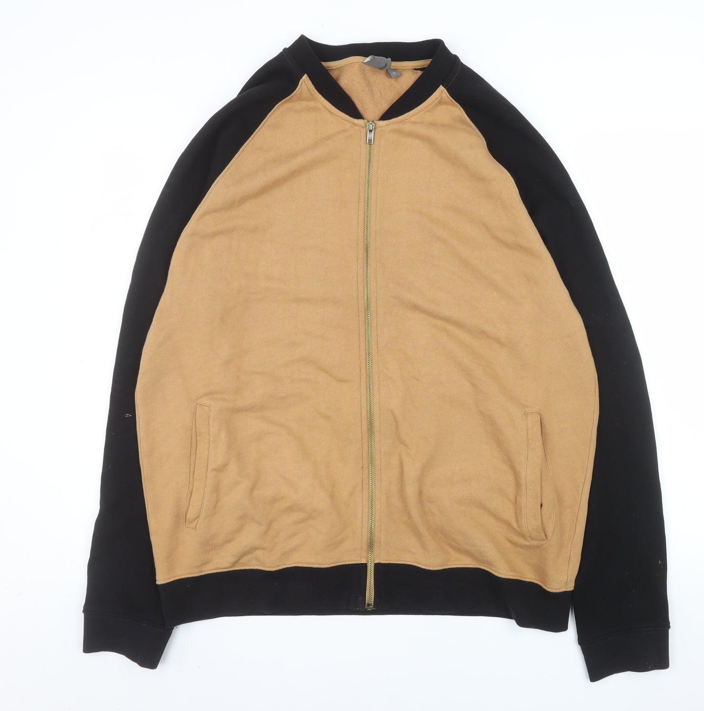ASOS Men's Brown & Black Cotton Bomber Jacket XL Full Zip Casual