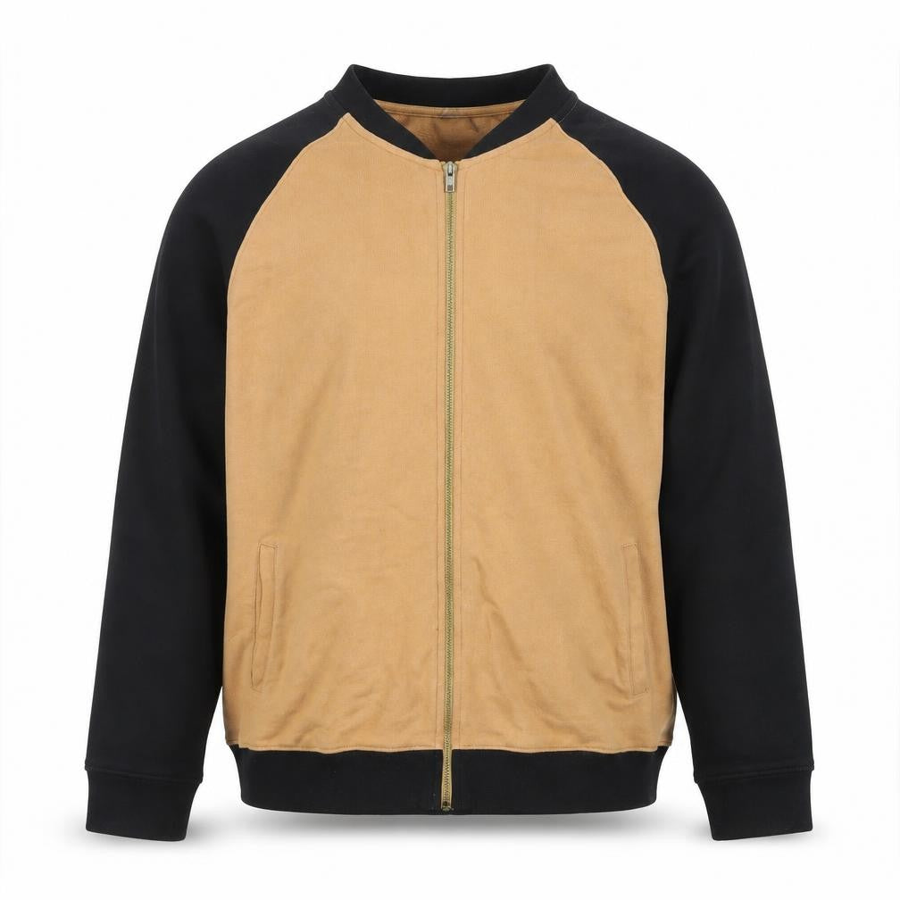ASOS Men's Brown & Black Cotton Bomber Jacket XL Full Zip Casual