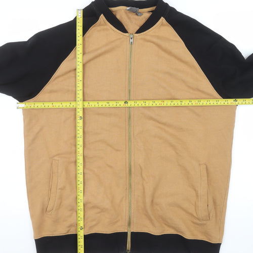 ASOS Men's Brown & Black Cotton Bomber Jacket XL Full Zip Casual