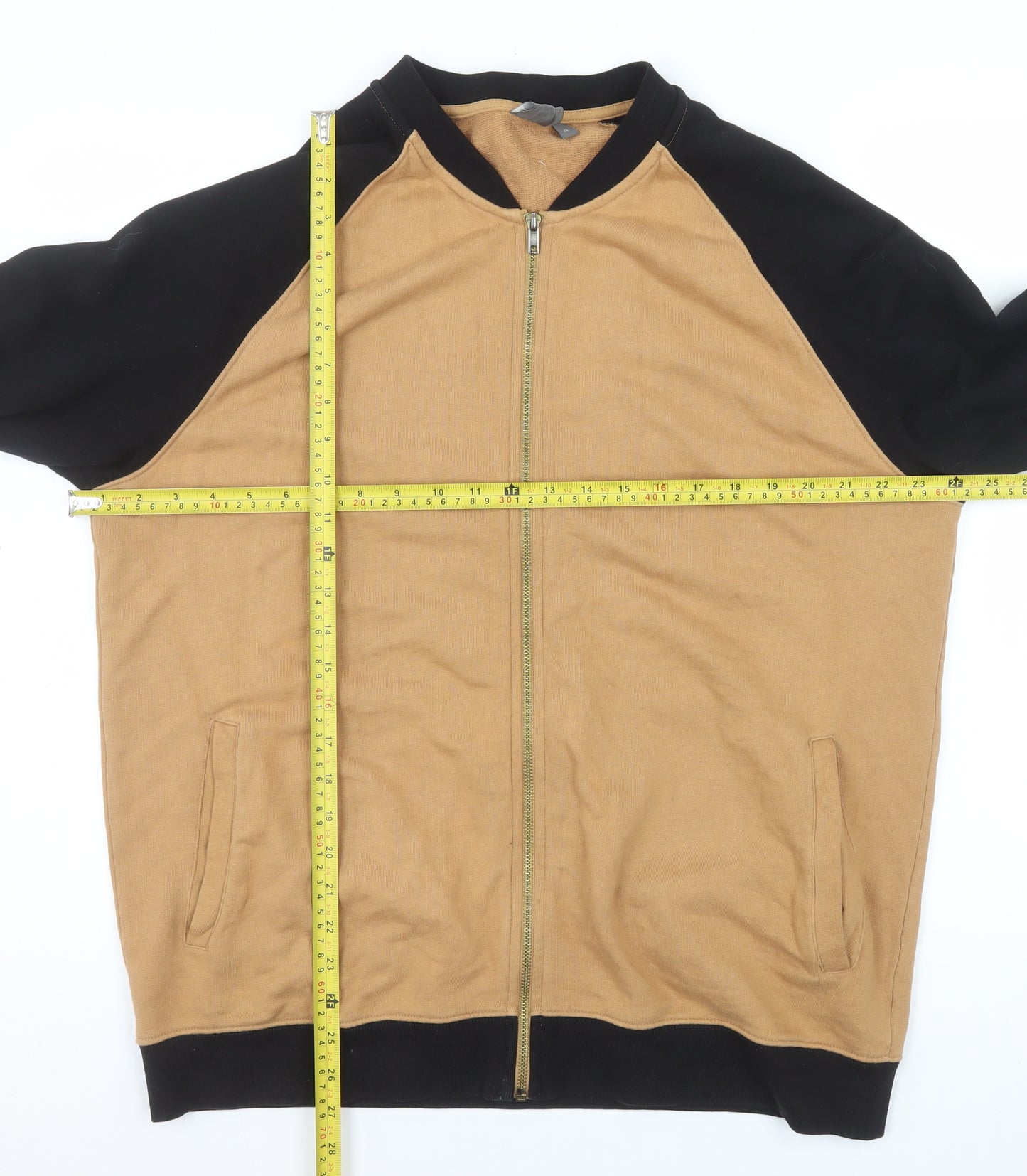 ASOS Men's Brown & Black Cotton Bomber Jacket XL Full Zip Casual