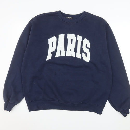 Stradivarius Unisex Blue Paris Graphic Pullover Sweatshirt Size S