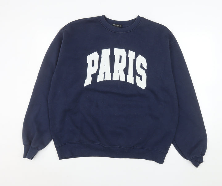 Stradivarius Unisex Blue Paris Graphic Pullover Sweatshirt Size S