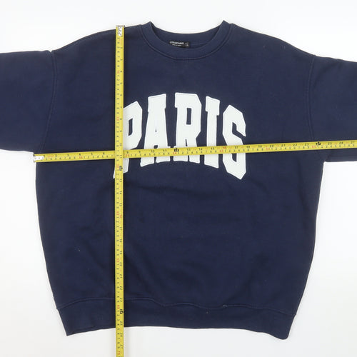 Stradivarius Unisex Blue Paris Graphic Pullover Sweatshirt Size S