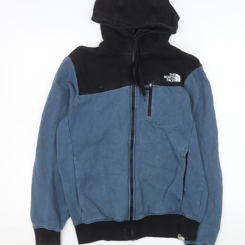 The North Face Mens Blue Hooded Cotton Full Zip Jacket Size S