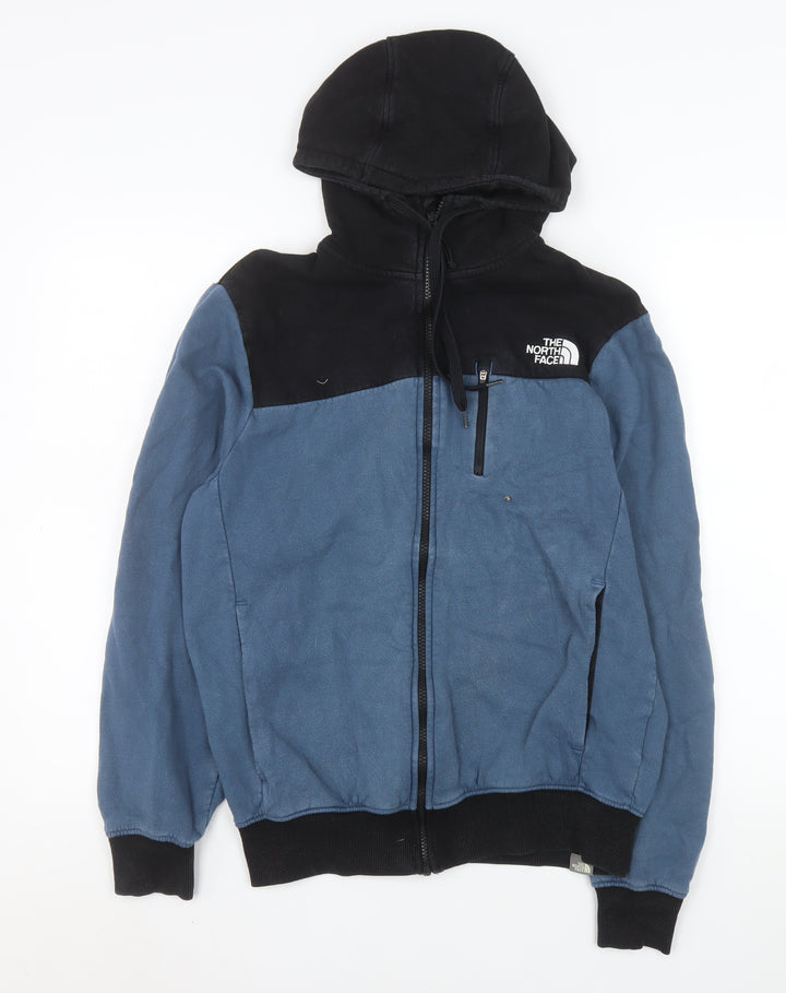 The North Face Mens Blue Hooded Cotton Full Zip Jacket Size S